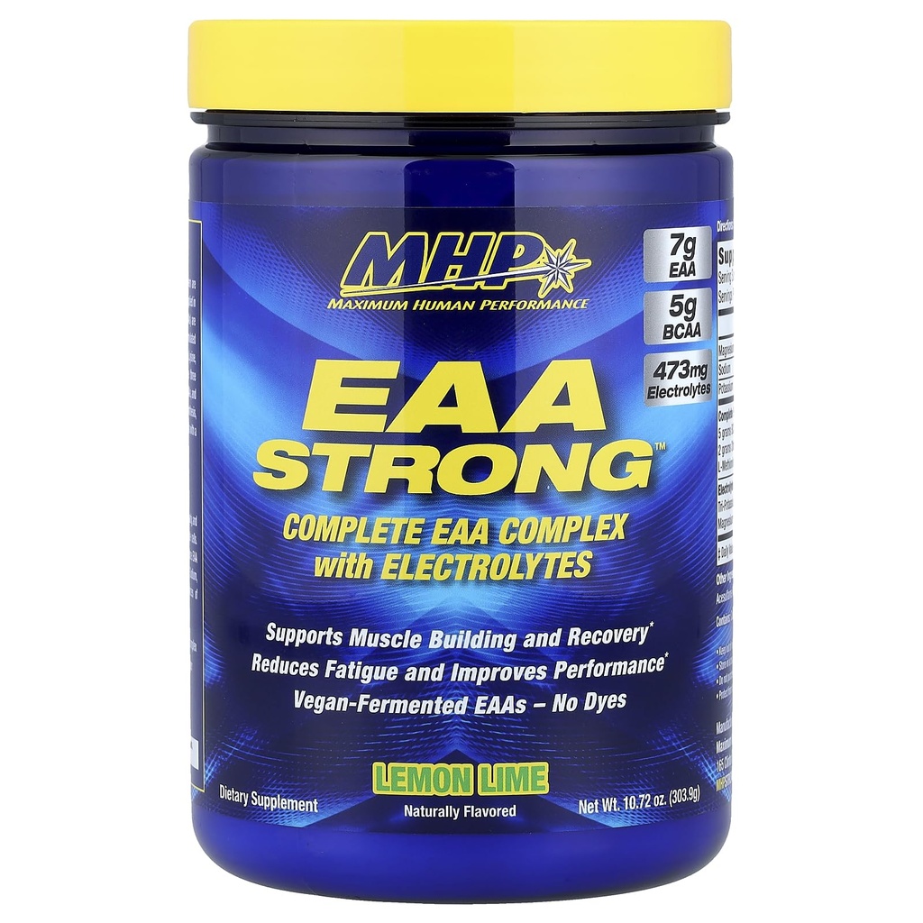 Maximum Human Performance Mhp Eaa Strong, All 9 Essential Amino Acid Supplements, Electrolytes, Lemon Lime
