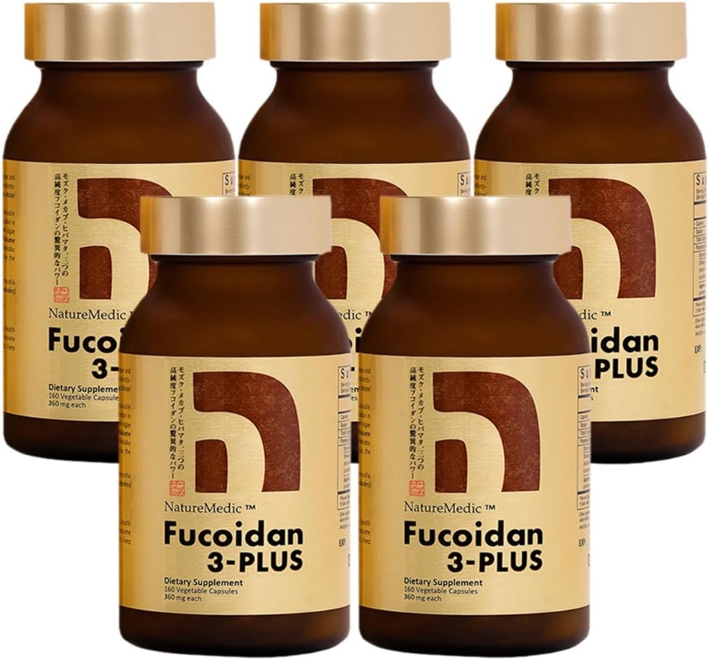 Fucoidan 3-Plus Seaweed Immunity Supplement with 3 ประเภทของ Fucoidan Organic Mekabu Fuscus Akracus ผลิตในญี่ปุ่น (Vegetiable Capsule, 5 tembers)