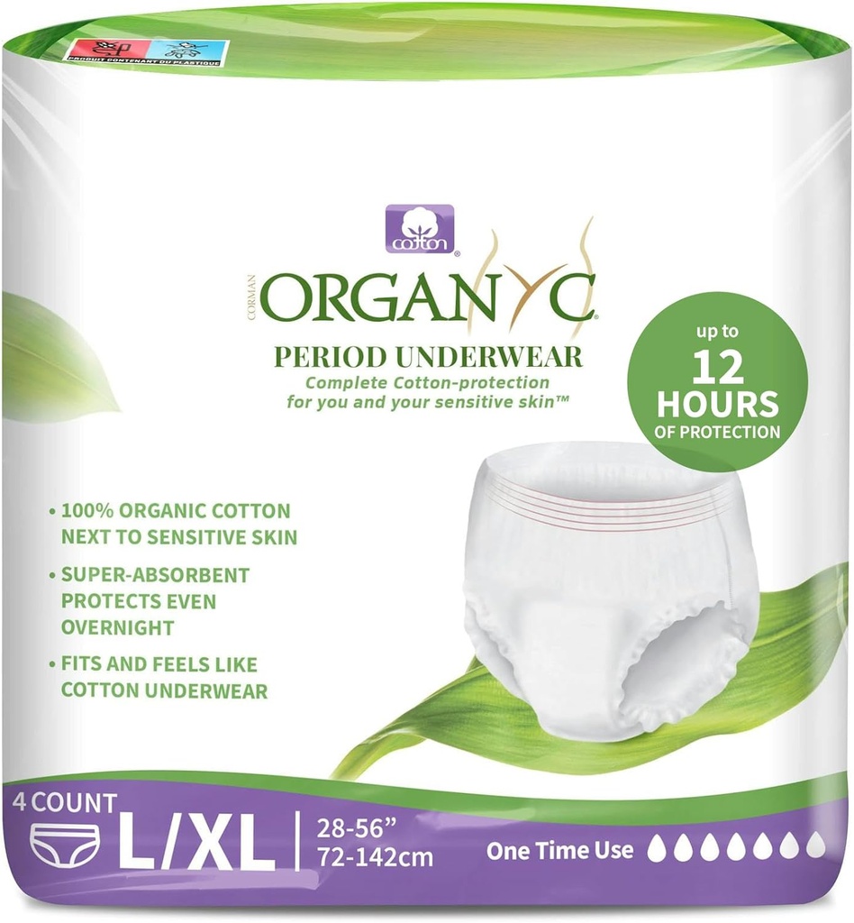Organyc Certified Organic Cotton Dispensible Periode Undertøj til sensitiv hud 12 Timer komplet beskyttelse
