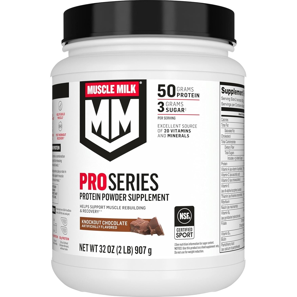 Milk de Muclet Pro Series Protein Powder suplementari, druïdor de xocolata, 2 lliura, 11 Servings, 50g Protein,3g Sugar, 20 Viminades i Madals,NSF Certificat per a Sport, DSVatchout Recocky, Poned Mayari