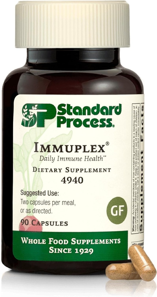 Standard Process Inc. Immuplex - Daily Immune Support supplement with Folate, Iron, Vitamin C ' Vitamin A - Mineral supplement with Antioxidant Ingredients - 90 Capsules