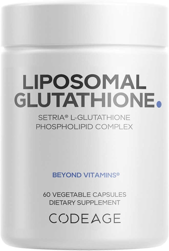 Codeage Lipozomálne Glutatión Supplement - Pure Reduced Setria L-Glutationone, Lipozomal Delivery, Fosfolipid Complex - Enkapsulated Glutatione Powder Pills - Vegan, Non-GMO - 60 Kapsule