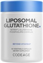 Codeage Liposomal Glutathione Supplement - Pure Reduced Setria L-Glutathione, Liposomal Delivery, Phospholipid Complex - Encapsulated Glutathione Powder Pills - Vegan, Non-GMO - 60 Capsules