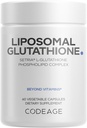 Codeage Liposomal Glutatione Supplement - Pure Reduced Setria L-glutatione, Liposomal Delivery, Fospholipid Complex - Kapseloidut Glutatione Powder Pills - Vegan, non-GMO - 60 kapselia