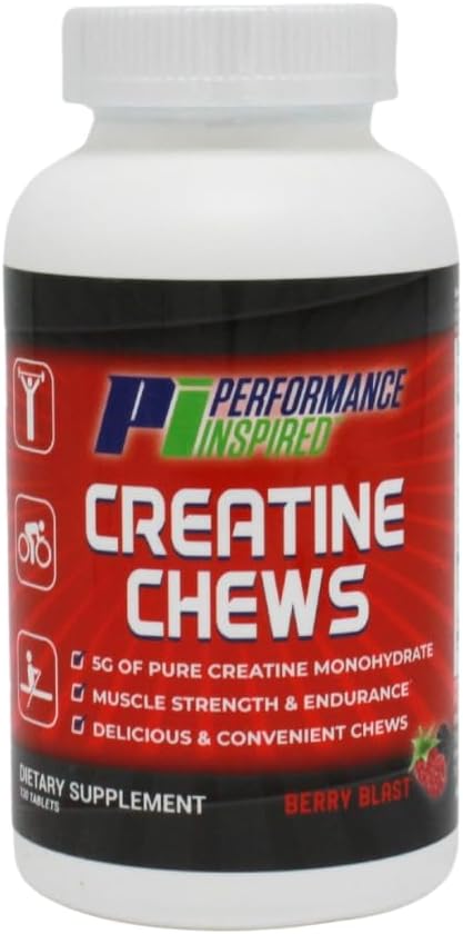INSPIRED INSPITION Creature Chew - 5g Monowodzian kreatury - Wspiera wzrost mięśni i odzysk - Berry Blast Flavor - 120 Count