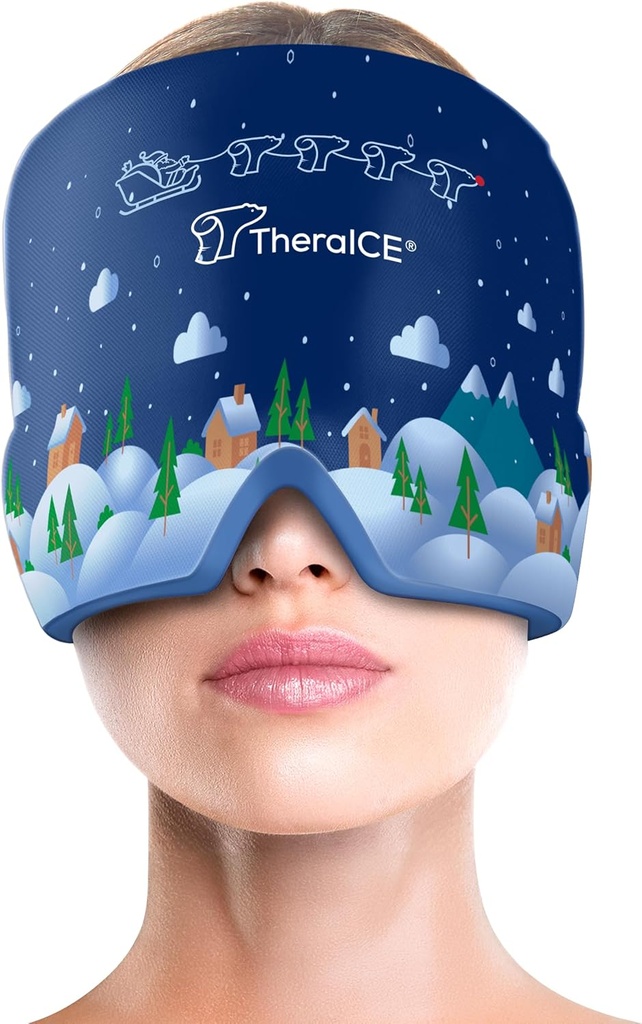 Theraice Migraine Relief Cap, Cooling Gel Hat, Успокояваща главоболие Ice Pack Mask Продукти, Face Cold Compress Head Wrap for Tension & Stress