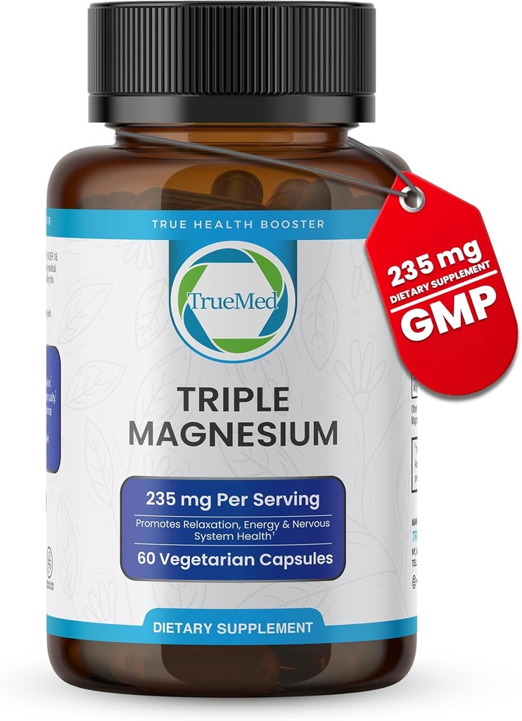 Triple Tail, 235 mg, Dimagnesium Malate, Citrate, Lysinate Chelate, 60 Capsules, Supports Sleep, Muscle Relaxation, Bone & Heart Health, Energy & Nerve Function, USA Made