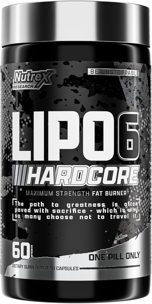 Nutrex Research Lipo-6 Hardcore Suplemento, soporta metabolismo e enerxía, cápsulas dietéticas - 60 Conde