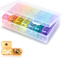2- Times a Day Pill Organizator - Duży 7- Day Pill Case - Food Grade Material - Wysoka objętość, zdejmowany, Przyjazny do podróży Design - Perfect Pill Holder dla suplementów, Witaminy i Leki