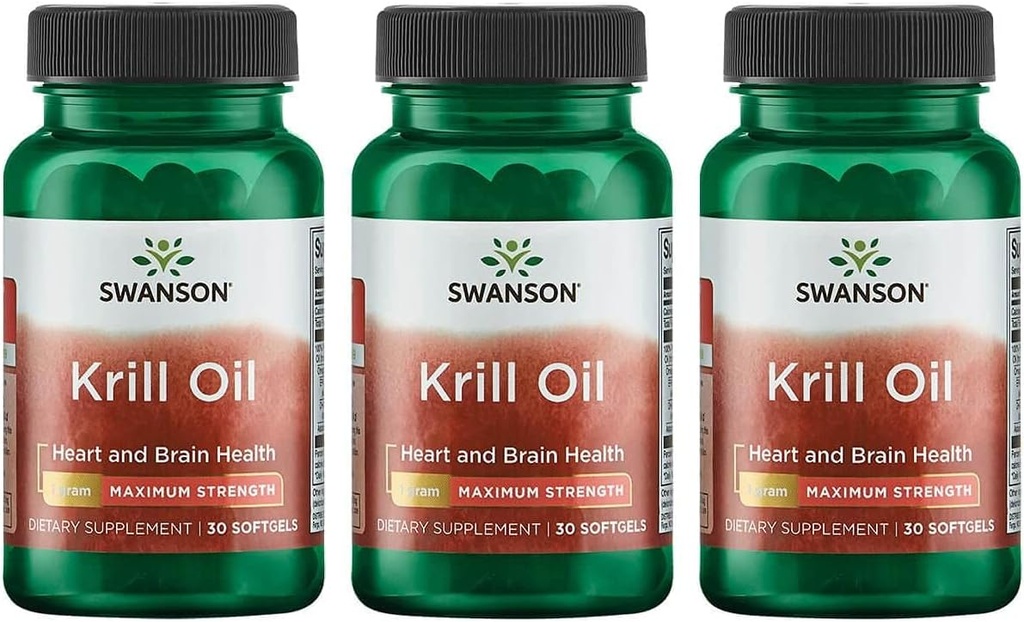 Swanson EFAs- Krill Oil - Forza massima - 1 g, 30 Softgels (3 Pack)