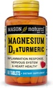 MASON NATURAL Magneziu şi vitamina D3 cu Turmeric, Supliment alimentar de 60 zile cu 500 mg magneziu, 3000 UI vitamina D3 şi 150 mg Turmeric
