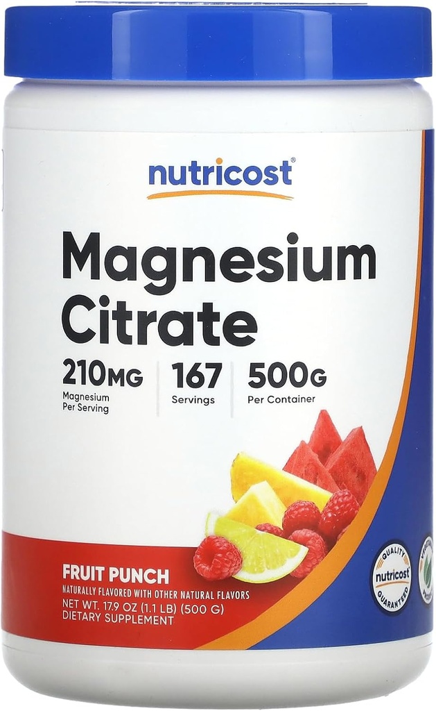 Nutricost Magnesium Citrate Powder (Fruit Punch, 500 Gram)