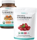 Turmeric & Cranberry Powder (3-fornecimento de meses) Berry Turmeric Blend Bundle de curcumina cúrmica orgânica com pimenta preta e gengibre (120 caps) & extrato de pó concentrado de cranberry orgânico (100 Scoop)