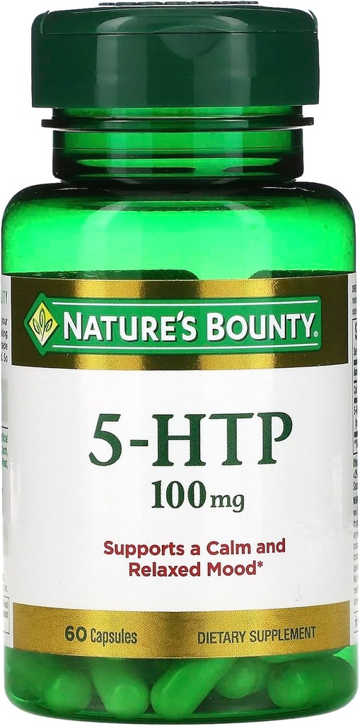 Nature 's Bounty 5-HTP Pil dan Dieter Suplemen, Mendukung Tenang dan Relaxed Mood, 100mg, 60 Kapsul