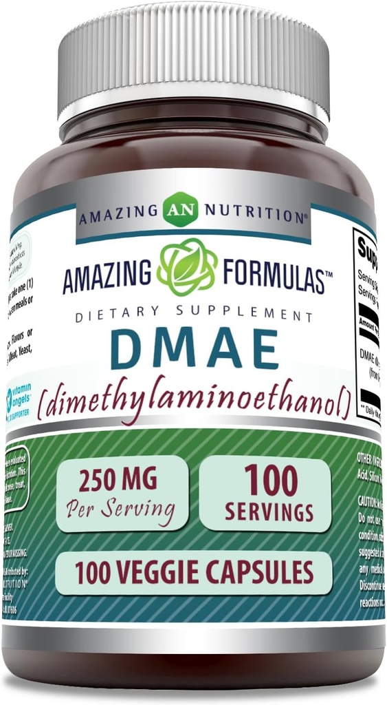 Formules étonnantes Supplément DMAE : 250 mg Capsules Veggies : non-OGM : sans gluten