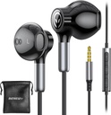 BENEWY Wired Earbuds mikrofonoarekin, belarritako aurikularrak belarrietan, bolumen kontrola, baxu indartsua eta audio garbia, 3.5mm Jack Earbuds iPhone, iPad, Eramangarria, Ordenagailua, MP3