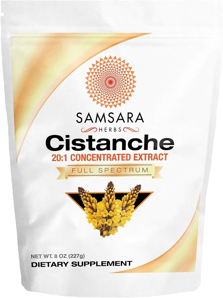 Samsara Herbs Cistanche Extract Powder (8oz) 20:1 Концентрация - Made in the USA - 3rd Party Tested - Strength, Vitality & Mood (Huge 2950mg Serving)