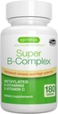 Igennus Super B-Complex Torchated B-Vitamins, MTHFR Supplement with Mefolate & B12 Mecobalamin, High Bioavailability & Potency, Vegan, Lab Onaylandı, 180 Küçük Tabletler