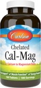 Carlson - Chelated Cal-Mag, 2:1 Calcium to Magnesium Ratio, Bone Support, Muscle Function " Energy Production, 180 Tablets