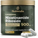 NAD + Liposomální nikotinamid Ribosid s Resveratrol & Quercetin NAD + - Premium Supplementary for Anti- Aging, Enhanced Energy, Impresented Focus, Cellular Support - 80 High- Purity Capsules- 900mg