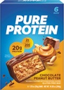 Pure Protein Bars, Høyt protein, Nærende Snacks å støtte energi, Lavt sukker, Glutenfri, Sjokolade Peanut Smør, 1.76 Oz (pakke med 6)
