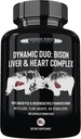 Dynamic Duo: 100% Grass-Fed Bison Liver & Heart Complex | Desiccated Bison Liver and Heart Pill Supplement (Single Bottle) | Made in USA