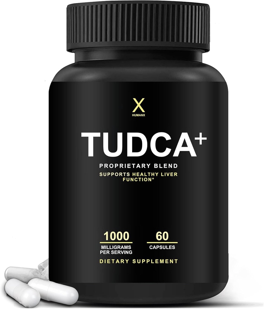 ManusX TUDCA + 1000mg Bile Salts Liver Support Supplement, Liver and Gallblader Cleanse Supplement - Vegan, ikke GMO - USA laget lett å svelge kapsler - Tauroursodeoksylsyre Supplements