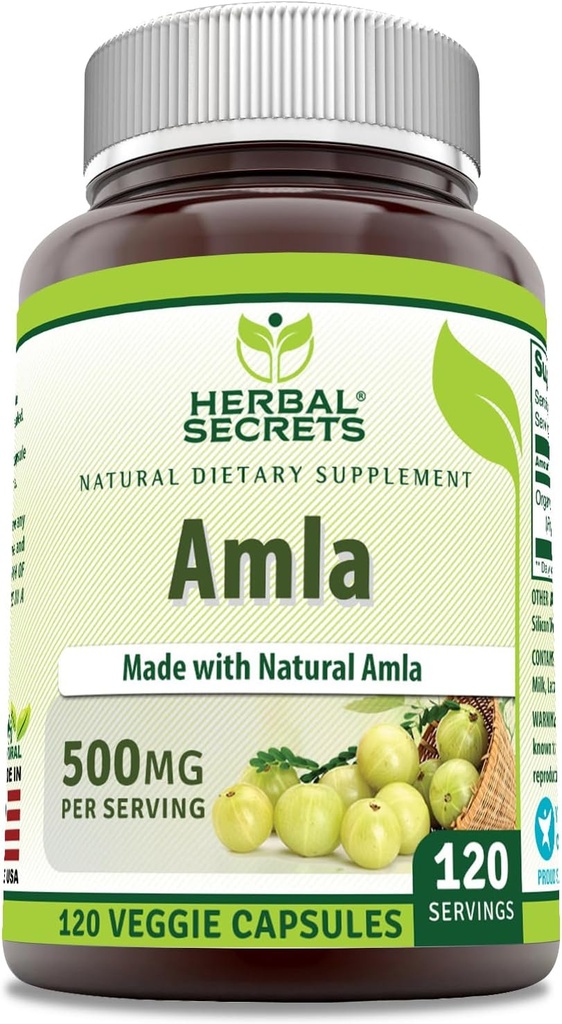 Augu Secrets Amla Papildinājums - 500 Mg Per Kalpot - 120 Veggie Kapsulas - Izgatavots ar dabas Amla - Papildinājums - Non-GMO --Luten bezmaksas -Ražots ASV