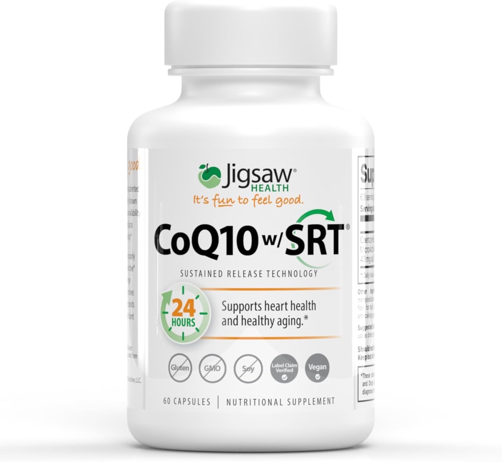 Jigsaw Health CoQ10 w/SRT | Heart Health Support | med Sustained Release Technology | 60 kapslar