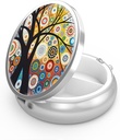 Pill Box 3 Konpartimendu txikia, Pocket edo Purse Pill Antolatzailearentzat Edukiontzia Holder bitaminak, botikak, arrain-olioa eta gehigarriak edukitzeko (Bizitzaren zuhaitz beltza)