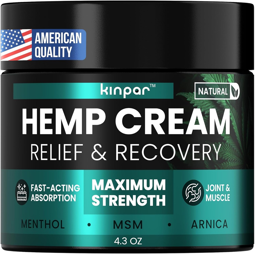 Hemp Cream naturala turmeric, Msm, Arnica - Hemp Cream Maximum Strength for Discomfort in Back, HIPS, Joints, Knees, Elbows - Gehienezko laguntza bateratua Hemp Oil Extract Gel - 4 oz