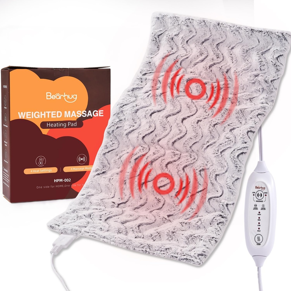 Bearhug Electric Weighted Heating Pad Warm Heated Pad Relieve Aches and Pains, Soothing Warmth for Relaxation and Pain Relief (Dreamy Milky Way, 17" x 33" with Massaging)