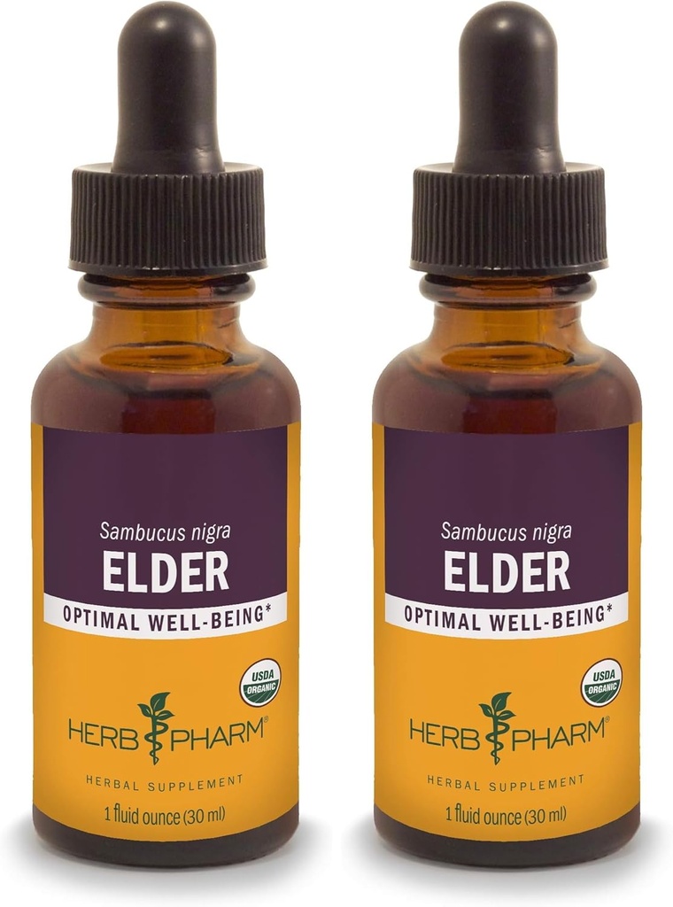 Herb Pharm Certified Organic Elder Liquid Extract - 1 Ounce (Paque de 2)