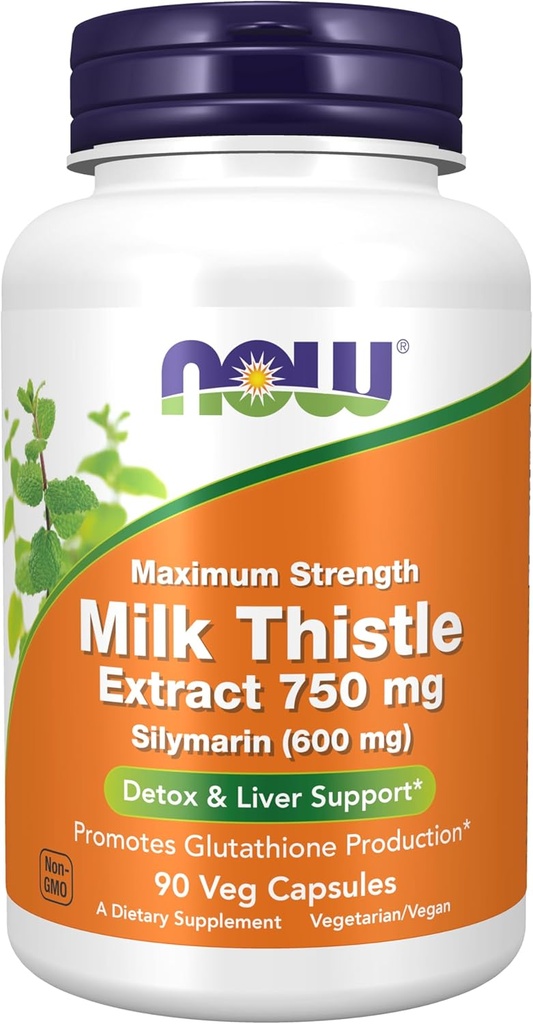 NOW Foods Milk Thistle Extract 750 mg Silymarin (600 mg), Μέγιστη Περιεκτικότητα - 90 Κάψουλες Veg