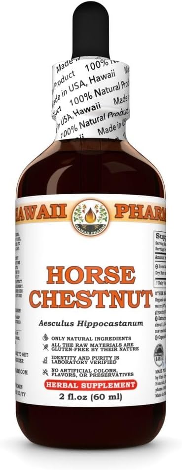 Zirgu kastants (Aesculus Hippocastanum) Sausie rieksti Tincture, Ražots Havaju salās, Organiskās izejvielas, All Natural, Vegan, Pure Liquid Extract - 2 fl.oz