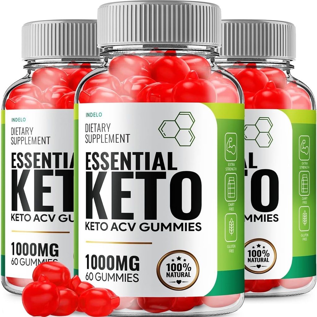 (3 пакета) Essential Keto ACV Gummies - Advanced Formula Essential Keto + ACV Weight Management Gummies Apple Cider Vinegar Keto Essential Dietary Supplement Reviews Vitamin B12 B6 (180 Gummies)