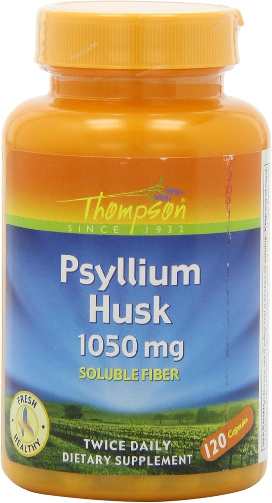 Thompson Psyllium Husk, 1050 Mg, 120 Kapsul, (Paket 2)
