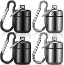 Hicarer 4 Pack Ear Plug Carrying Case Portable Pill Holder Case Waterdichte metalen kleine pil Container Carrier voor oordoppen en sieraden houder(Zwart, grijs)