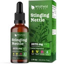 Stinging Nattle Root Extract Drops 2000mg (Urtica dioica L.) Ārstniecības augu papildinājums Absorbs labāk nekā kapsulas, 1 mēnesis Supply, 84 Kalpojumi, bez alkohola Tincture - 2 Oz, iepakojumā 1