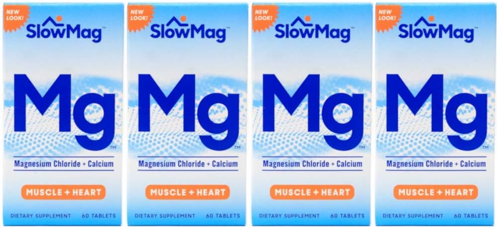 Slow Mag Magnesium Chloride and Calcium, 60 Tablets Each (Value Pack of 4)