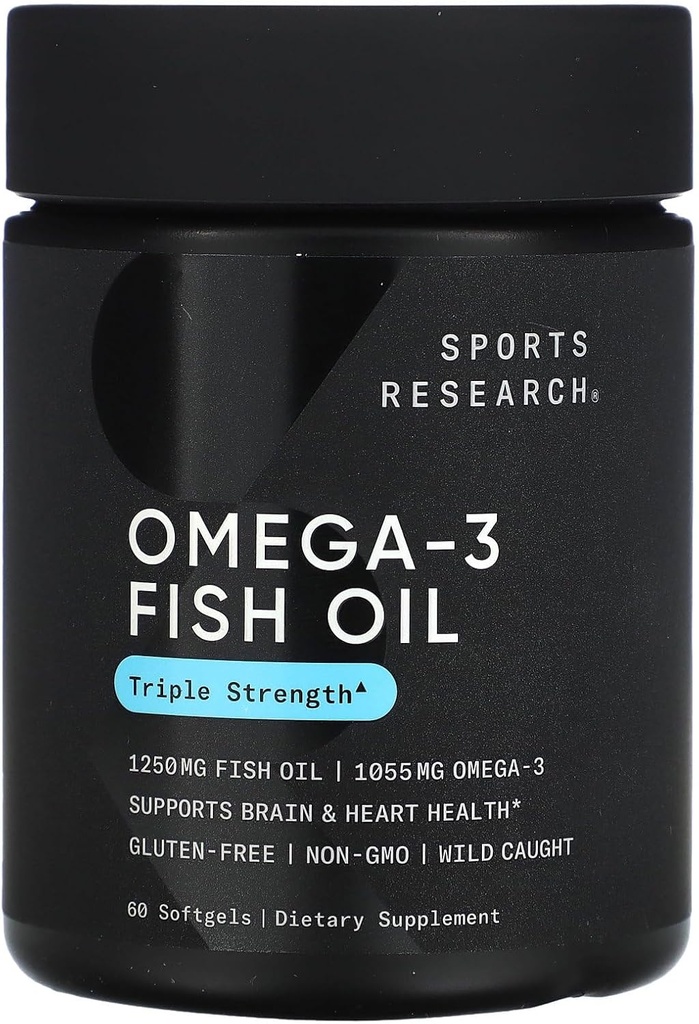 体育研究Omega-3 鱼油,三重强力,60软胶
