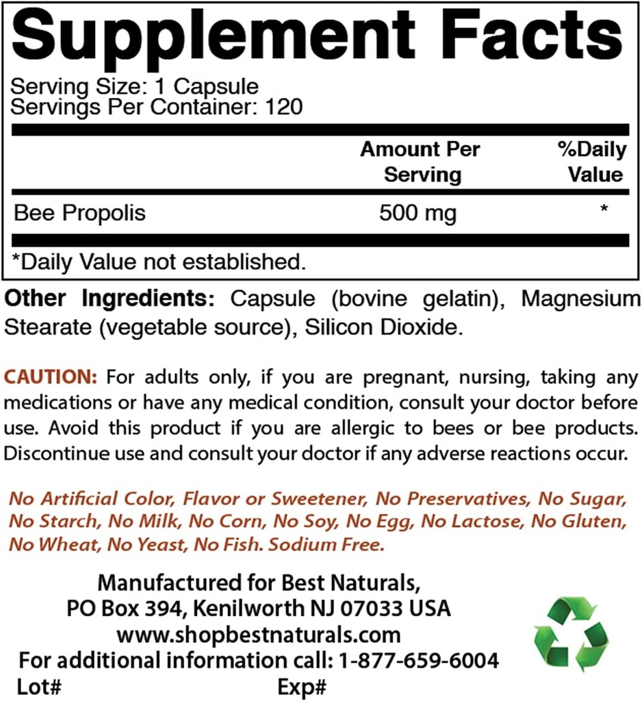 Millor Naturals Bee Propolis 500 mg i Magnesi Oxide 500 mg