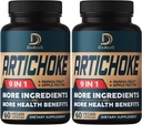 Artichoke Extract Capsules 6650mg 4-Month Supply - Support Digestion, Immune Health & Body Balance - Combined 9 Herbs Papaya, Apple Pectin, Ginger & More - Non-GMO 2 Packs 60 Capsules