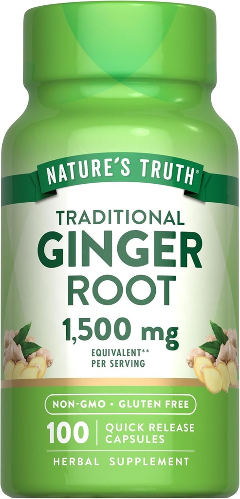 Naturens Sannhet Ginger Root Capsules | 1500mg | 100 greve | fra Ginger Root Extract | Ikke-GMO og Glutenfri Supplement