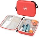 Fukumi Hard Travel Case for Asthma Inhaler, Inhaler Spacer Case para nenos e adultos, máscaras, accesorios de asma con peto de malla para medicamentos e outros accesorios, vermello (só para calma)