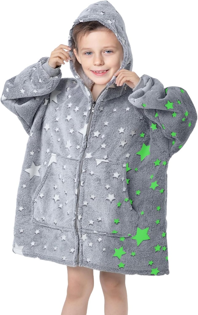 MeMoreCool Wearable Blanket Kids Blanket Hoodie, Hooded Blanket Kids Comfy Blanket Sweatshirt, Toddler Blanket with Hood