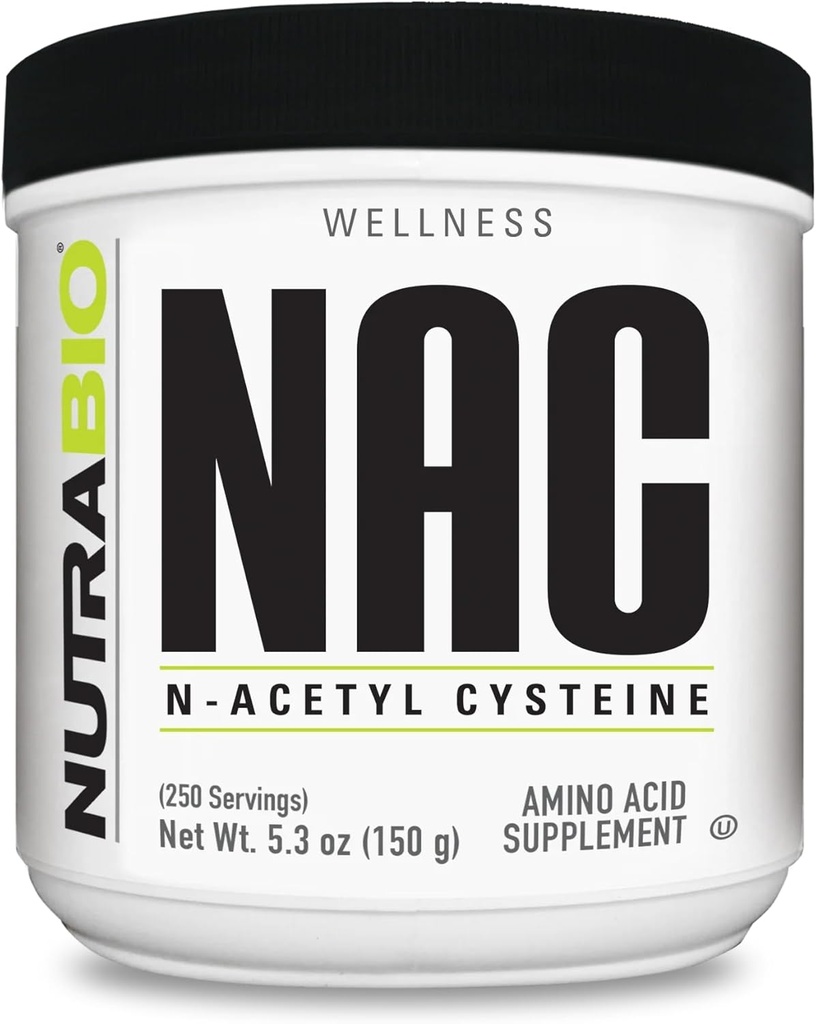 NutraBio N-Acetyl Cysteine Supplement (NAC) - 150 gram pulver, 600 mg servering - kraftig anti-oksydant - immunstøtte - Ingen fyllstoffer - ikke-GMO - Glutenfri