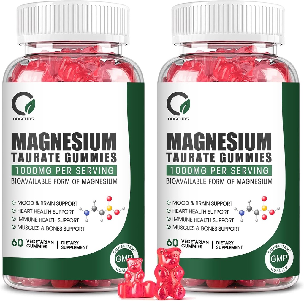 2 Pack Magnesium Turate Gummies - Magnesium Turate, Magnesium Glycinate, Magnesium Citrate Plus Zinc ויטמין B6, תמיכה בריאות הלב, השרירים להירגע, בריאות העצם - הרוזן 120
