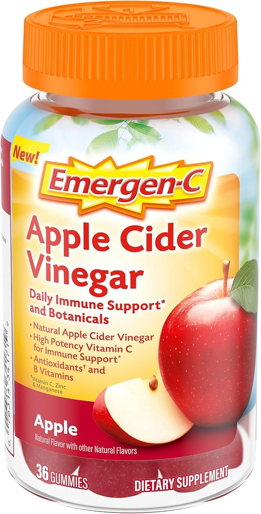 Emergen-C Apple Cider Vinegar Vitamin C Gummies, Dietary supplement for Immune Support, Apple - 36 count
